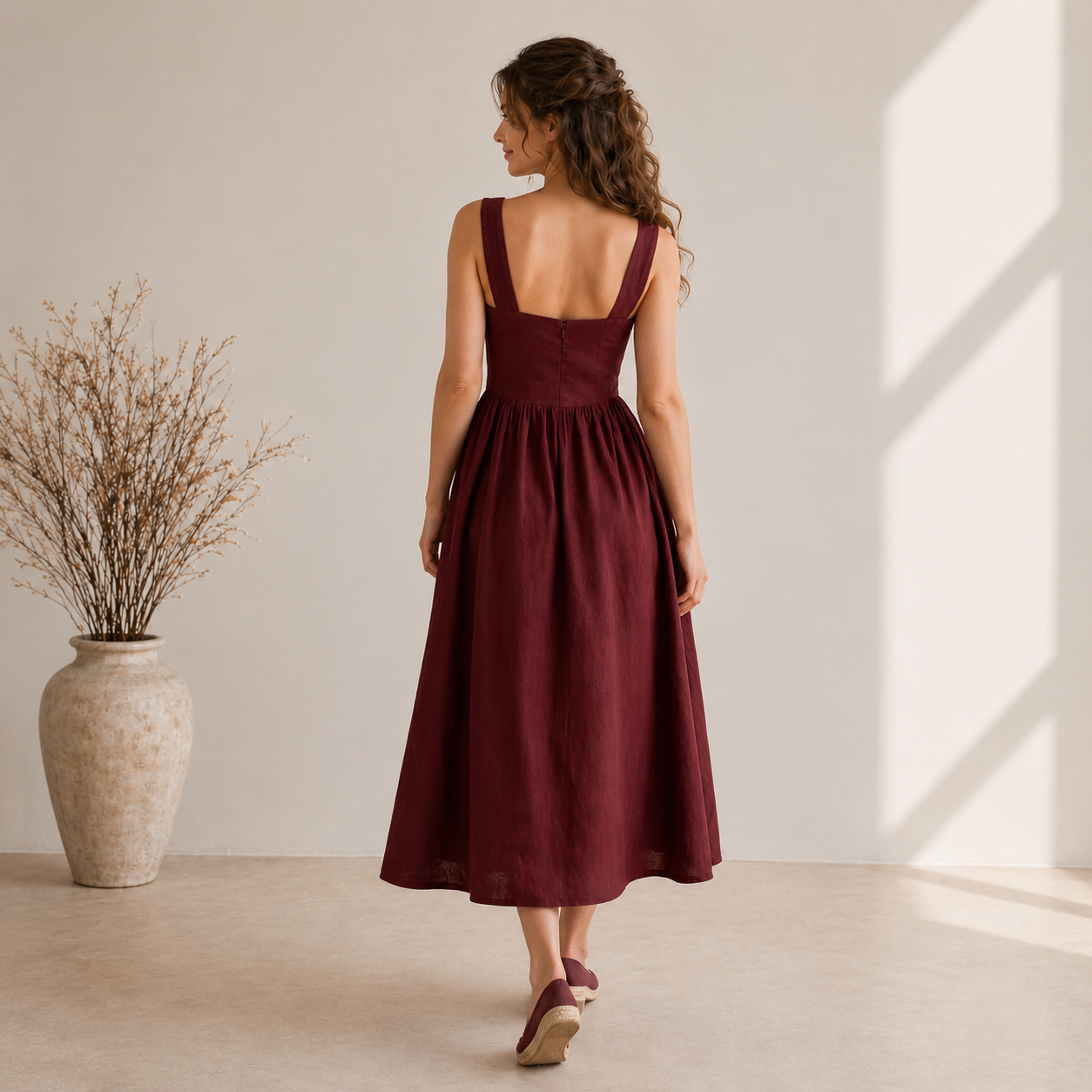 Pure Linen Midi Dress - Image 4