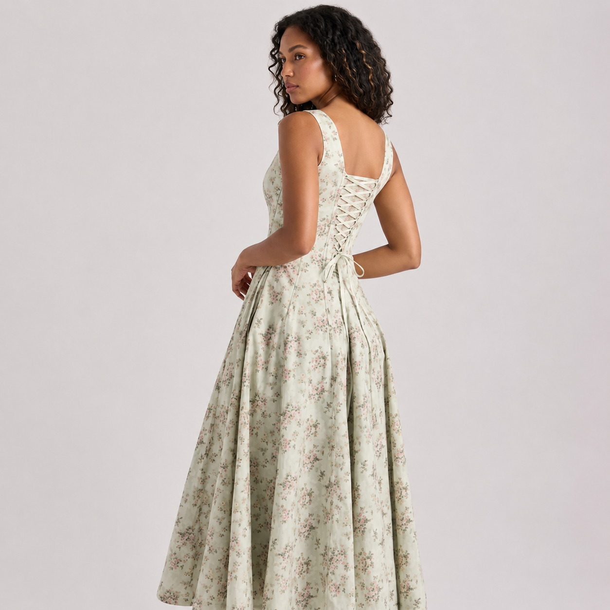 Floral Corset Midi Dress - Image 2