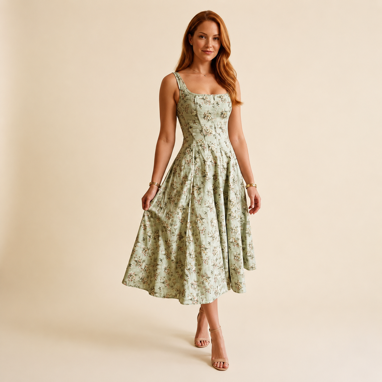 Floral Corset Midi Dress