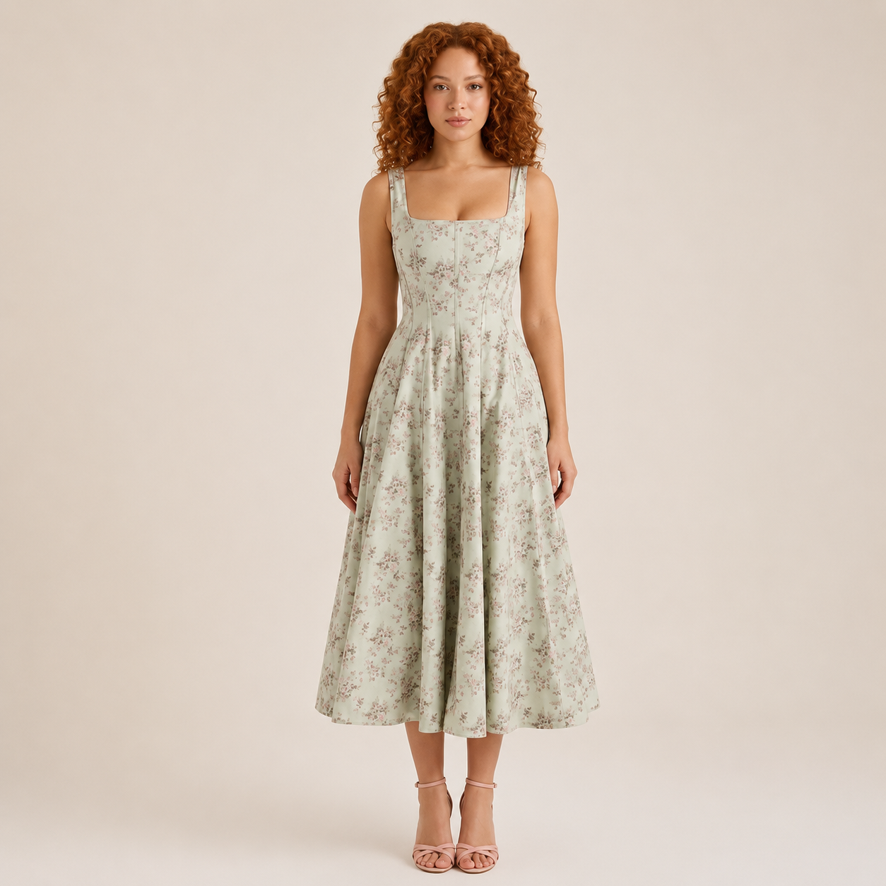 Floral Corset Midi Dress - Image 3