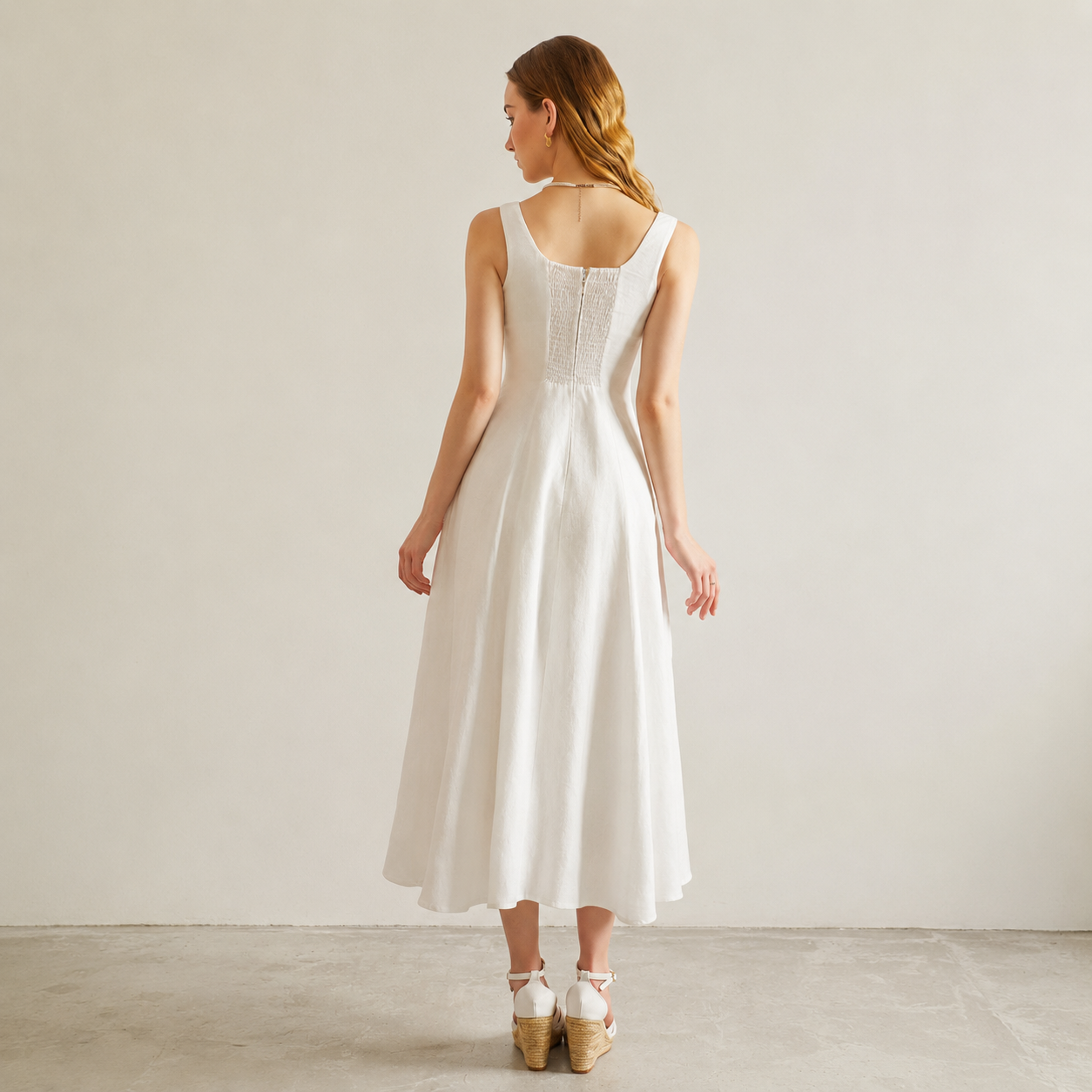 Melanie Linen Midi Dress - Image 3