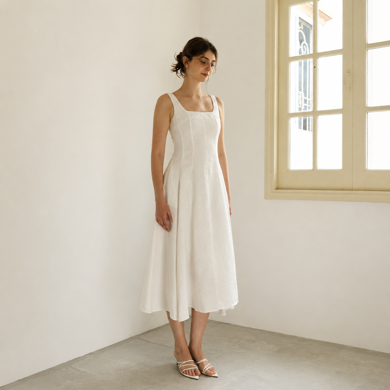 Melanie Linen Midi Dress - Image 2