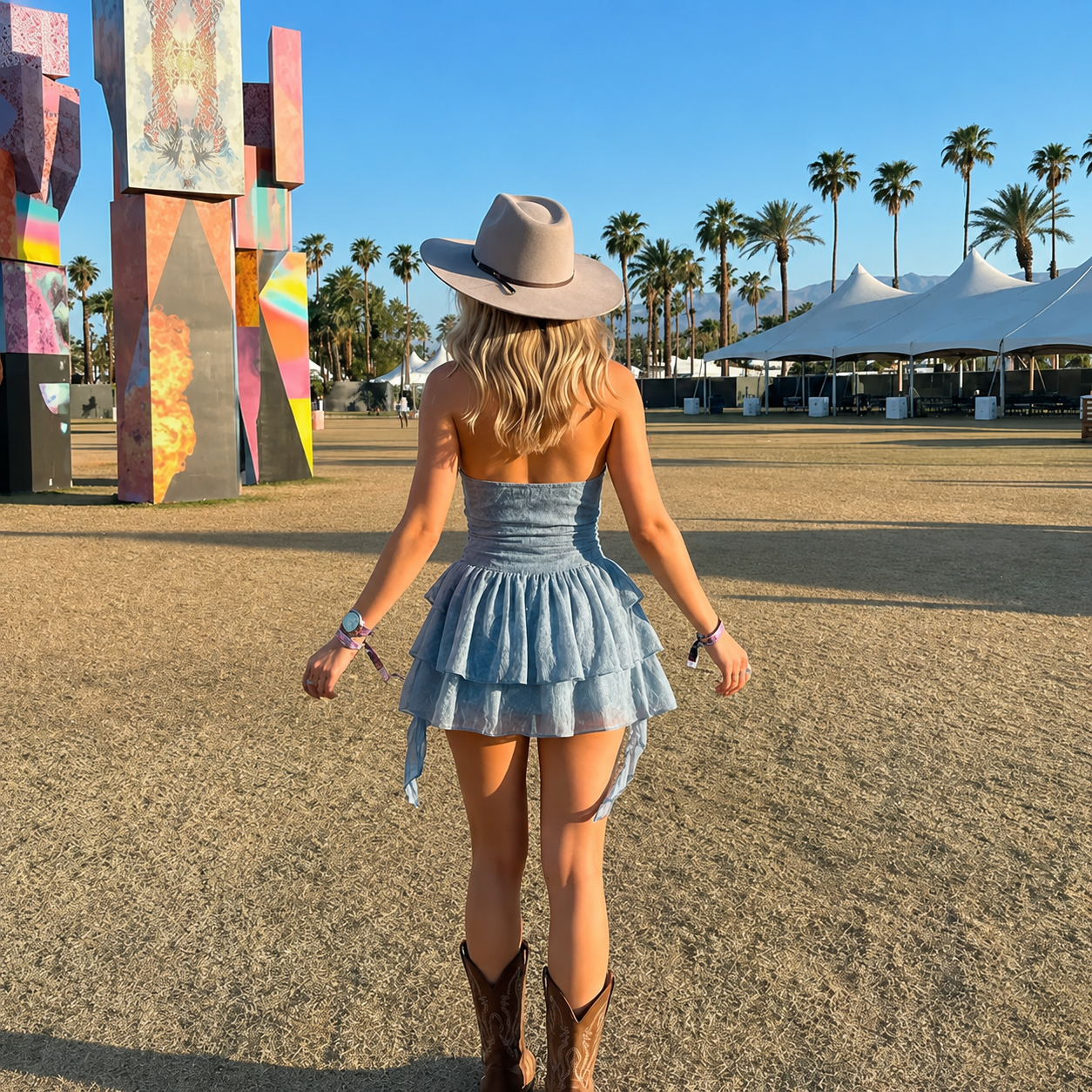 Blue Lace Festival Romper - Image 4